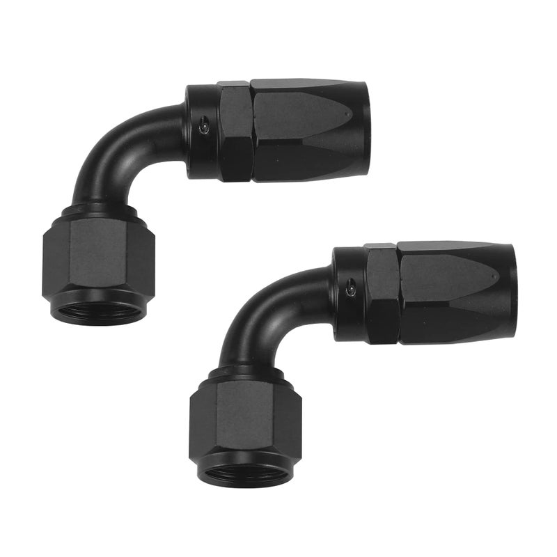 Ucreative 2PCS 6AN 90 Degree Swivel Hose End Fitting for Braided CPE Fuel Hose Black - Image 1